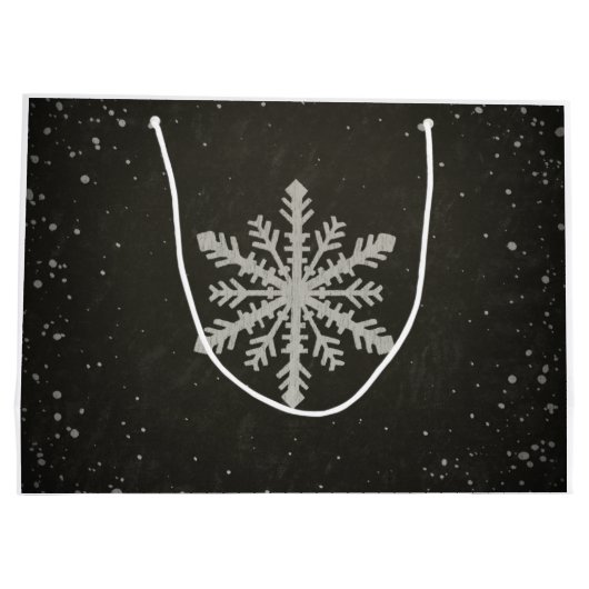 Winter Snowflake White Chalk Drawing Large Cadeautasje (Achterkant)