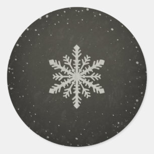 Winter Snowflake White Chalk Drawing Ronde Sticker