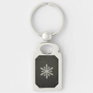Winter Snowflake White Chalk Drawing Sleutelhanger
