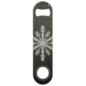 Winter Snowflake White Chalk Drawing Speed Flessenopener (Achterkant)