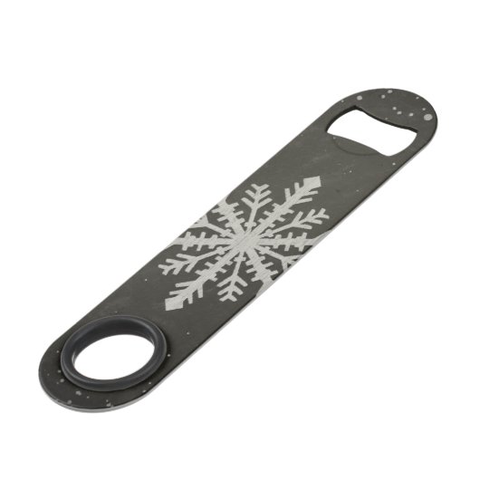 Winter Snowflake White Chalk Drawing Speed Flessenopener (Achterkant Gekanteld)