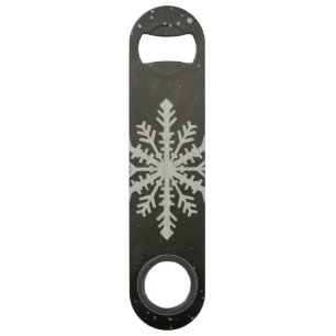 Winter Snowflake White Chalk Drawing Speed Flessenopener