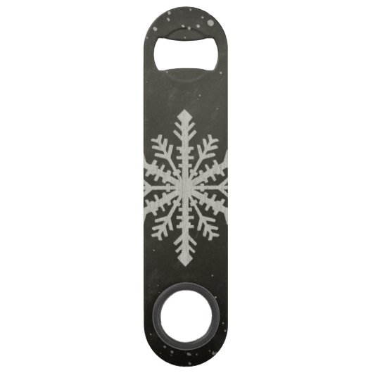 Winter Snowflake White Chalk Drawing Speed Flessenopener (Voorkant)