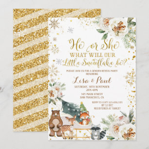 Winter Snowflake Woodland Dieren Geslacht Kaart