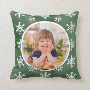 Winter Snowflakes Aangepaste foto naam Holiday Pil Kussen