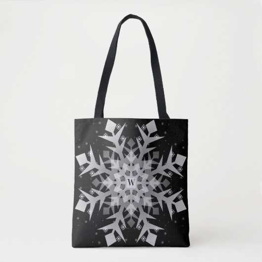 Winter Snowflakes Black All-Over-Print Tas (Voorkant)