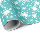 Winter Snowflakes Blue en White Holiday Cadeaupapier (Rol Hoek)