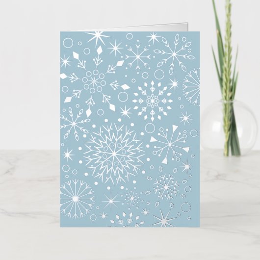 Winter Snowflakes Blue Folie Feestdagenkaart (Voorkant)