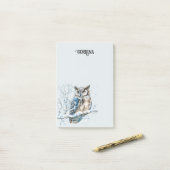 Winter Snowflakes Blue Owl Christmas Snow Post-it® Notes (Op bureau)