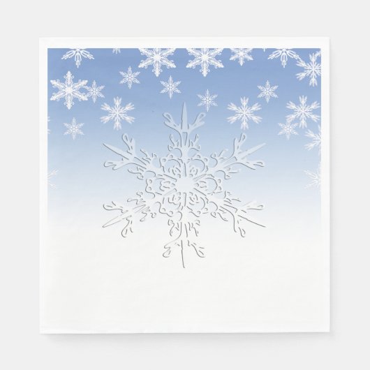 Winter Snowflakes Blue Servet (Voorkant)