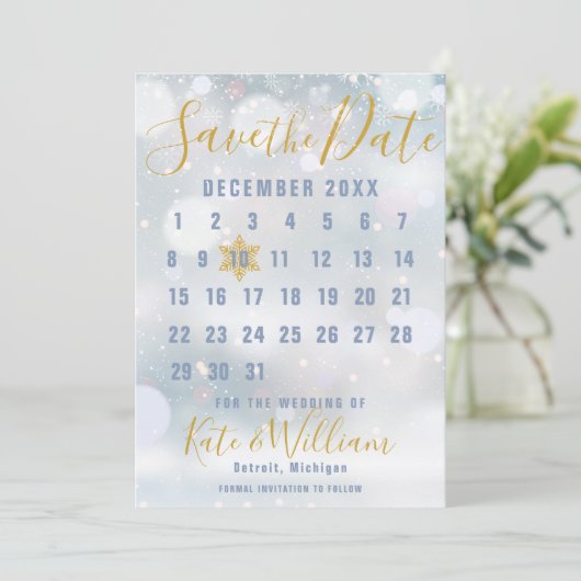 Winter Snowflakes Calendar sparen de Datum Kaart (Staand voorkant)