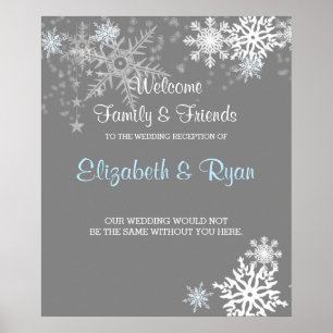 Winter, Snowflakes, Custom Wedding Welcome Poster