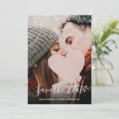 Winter Snowflakes Elegant Script Foto Save The Date (Staand voorkant)