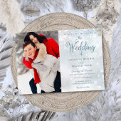 Winter Snowflakes Elegant Script Photo Weddenschap Kaart
