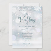 Winter Snowflakes Elegant Script Photo Weddenschap Kaart (Voorkant)