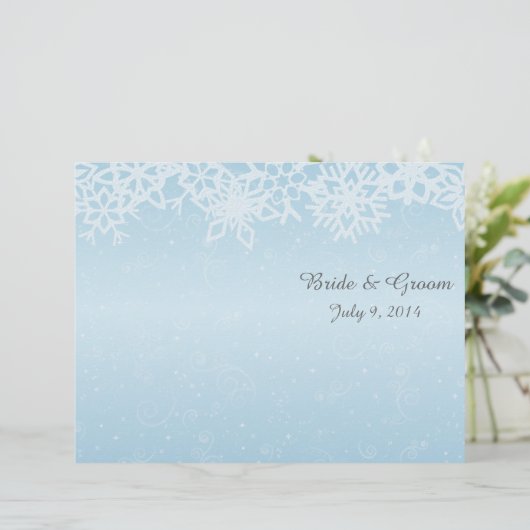 Winter Snowflakes Folded Wedding Programme (Staand voorkant)