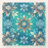 Winter Snowflakes Glazen Onderzetter (Voorkant)