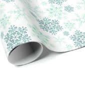 Winter Snowflakes Green Pattern Wrapping Paper Cadeaupapier (Rol Hoek)
