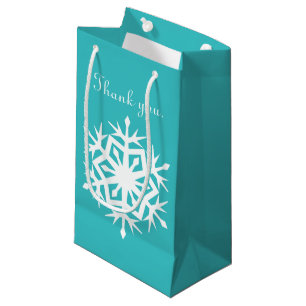 Winter Snowflakes in Turquoise Gift Bag Klein Cadeauzakje