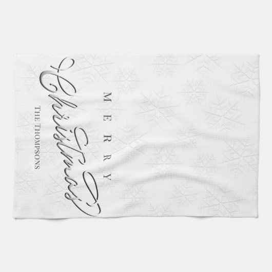 Winter Snowflakes Kalligrafie Script Aangepast Theedoek (Horizontaal)