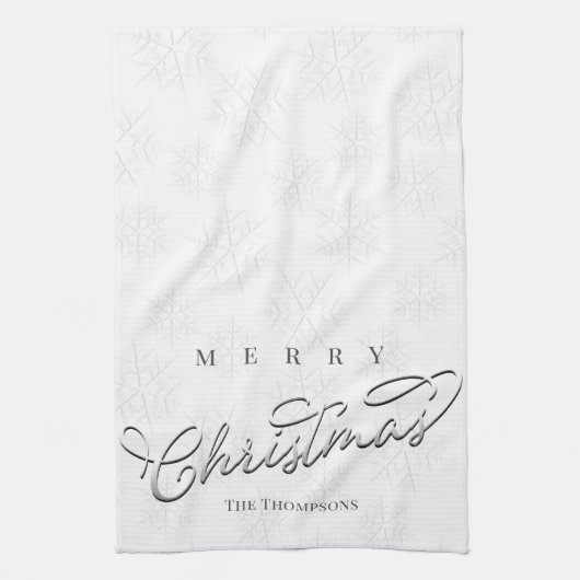 Winter Snowflakes Kalligrafie Script Aangepast Theedoek (Verticaal)