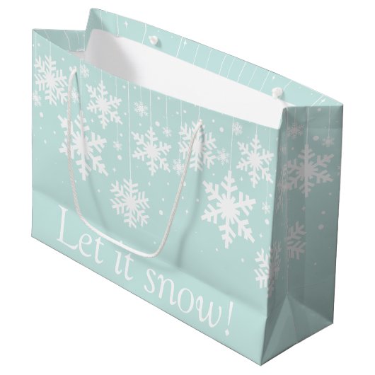 Winter Snowflakes Laat het sneeuwen Groot Cadeauzakje (Voorkant Gekanteld)