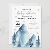 Winter Snowflakes Mountain Baby shower Kaart (Voorkant)