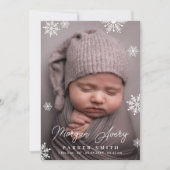 Winter Snowflakes Naam Handtekenscript Nieuwe baby Aankondiging (Voorkant)