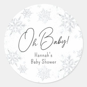 Winter Snowflakes Oh baby Ronde Sticker