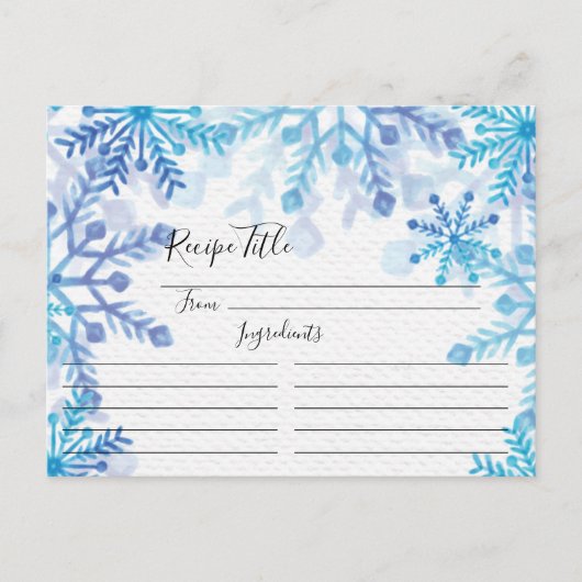 Winter Snowflakes Recept Kaart (Voorkant)