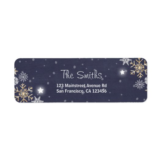 Winter Snowflakes Return Address Label Gold Silver (Voorkant)
