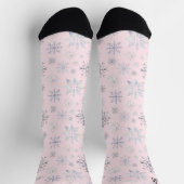 Winter Snowflakes Roze gepersonaliseerde sokken (Top)