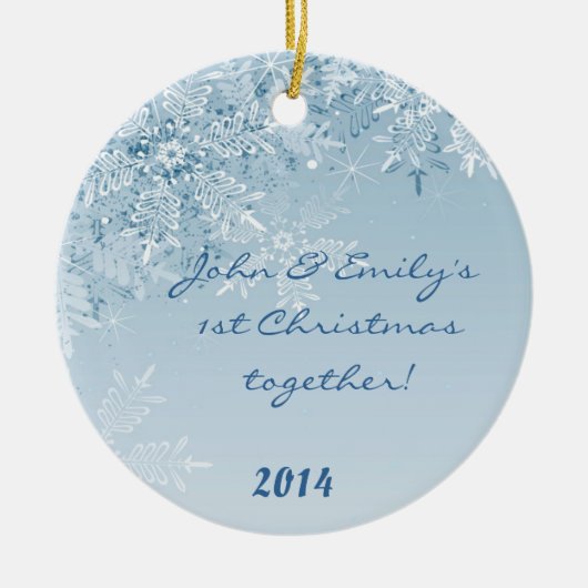Winter Snowflakes Snow Personalized Name Ornament (Voorkant)