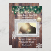 Winter Snowflakes String Lights Photo Wedding Kaart (Voorkant / Achterkant)