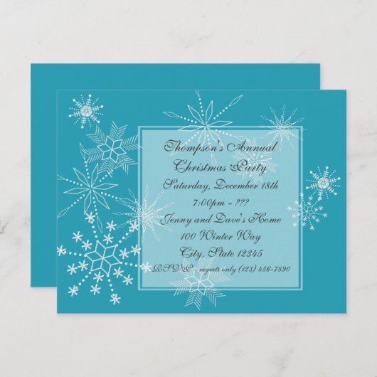 Winter Snowflakes / Uitnodiging voor een feestje (Voorkant / Achterkant)