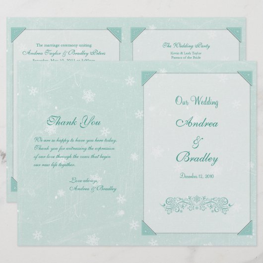 Winter Snowflakes Weddenprogramma (Voorkant / Achterkant)