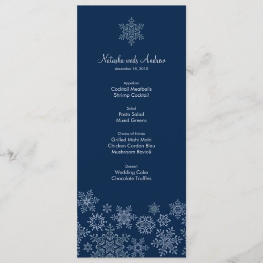 Winter Snowflakes Weddenschapskaart Menu (Voorkant)