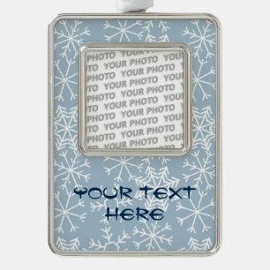 Winter SNOWFLAKT naadloos patroon + uw ideeën Verzilverd Kader Ornament