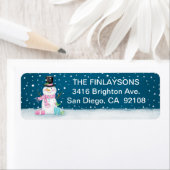 Winter Snowman adreslabel Etiket (Insitu)