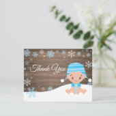 Winter Snowman Blue Hartelijk dank Bedankkaart (Staand voorkant)