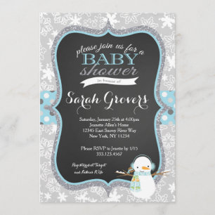 Winter Snowman Boy Baby shower-uitnodiging Kaart