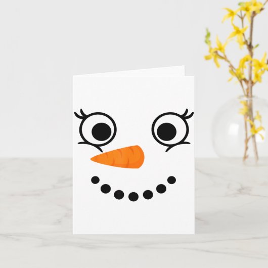 Winter Snowman Face Eyelashes Christmas Xmas Fun D Kaart (Gele Bloem)