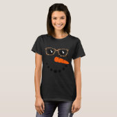 Winter Snowman Face Leopard Eyelashes Christmas Gi T-shirt (Voorkant volledig)
