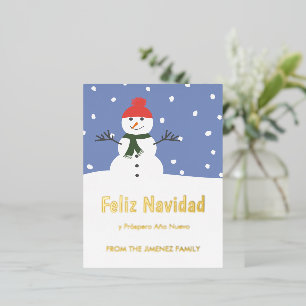 Winter Snowman Feliz Navidad y Prospero Año Nuevo Folie Feestdagen Briefkaart