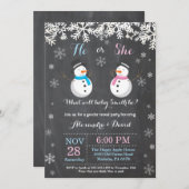 Winter Snowman Gender Reopenbaarmakingsuitnodiging Kaart (Voorkant / Achterkant)
