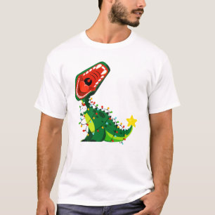 Winter Snowman kerstboom T-Rex Dinosaur T-shirt
