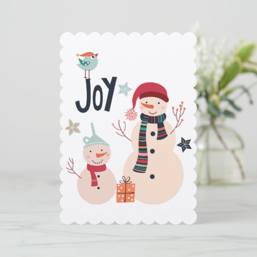 Winter Snowman Kerstmis Scandinavische kaart (Staand voorkant)