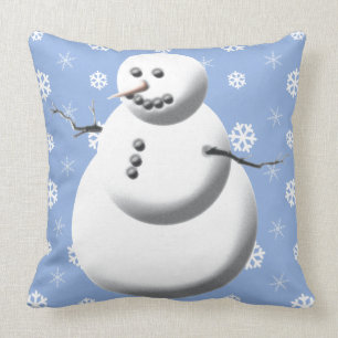 Winter Snowman Light Blue and White Holiday Kussen