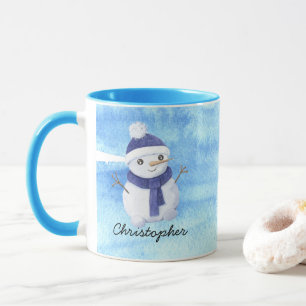 Winter Snowman met Persoonlijke naam Kerstmis Mok