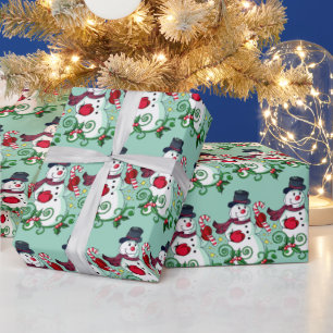 Winter Snowman Patroon Wrapping Paper Cadeaupapier